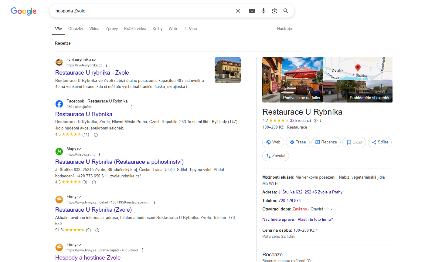 Hospoda Zvole Google